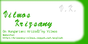 vilmos krizsany business card